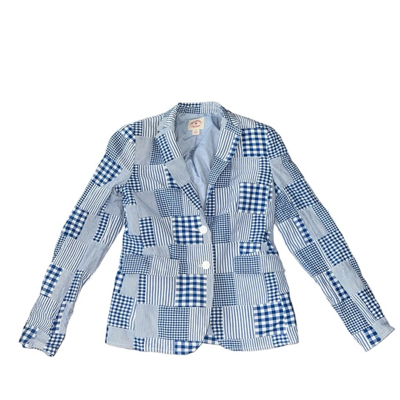 Red Fleece Brooks Brothers Cotton Patchwork Blazer | Size 2 - Picture 1 of 11